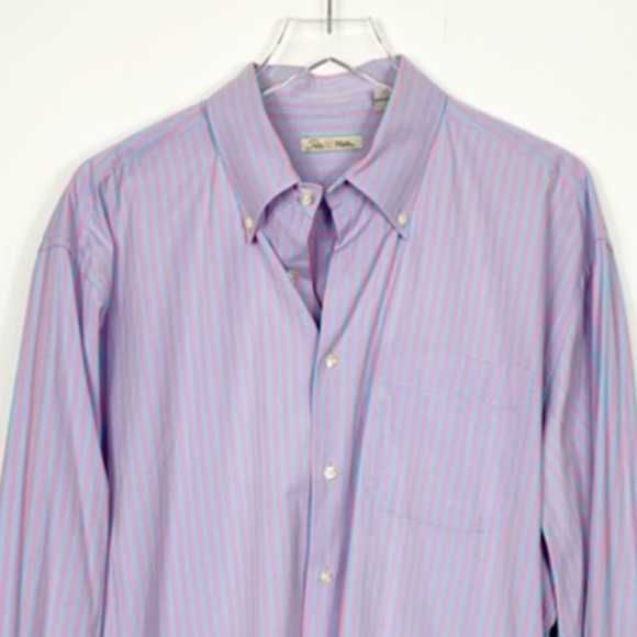 Peter Millar Blue/Pink Striped Button Down Shirt - Picture 2 of 8